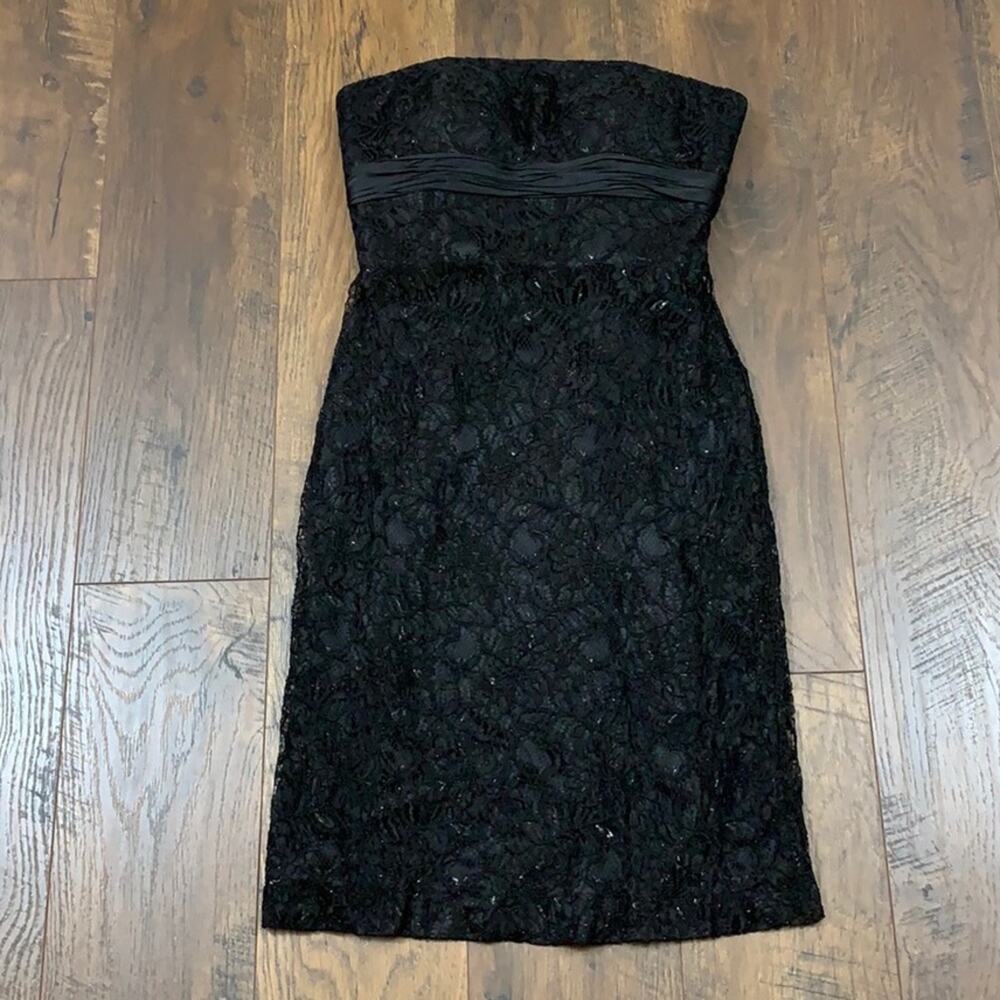Badgley Mischka Black Strapless Cocktail Dress